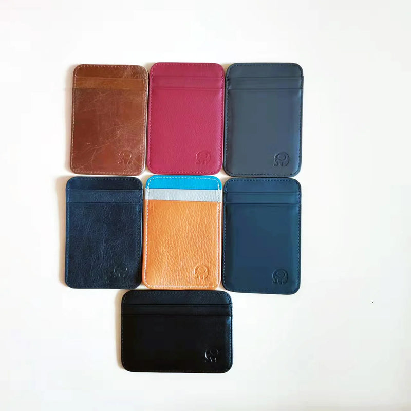 Fashion 100% Genuine Leather Thin Bank Credit Card Case Mini Card Wallet Men Bus Card Holder Cash Change Pack Business ID Pocket