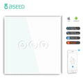 BSEED Single Smart Wifi Dimmer Switches 1Gang 1WayWifi Control Dimmable Led Light Glass Panel Support Tuya Google Smart Life