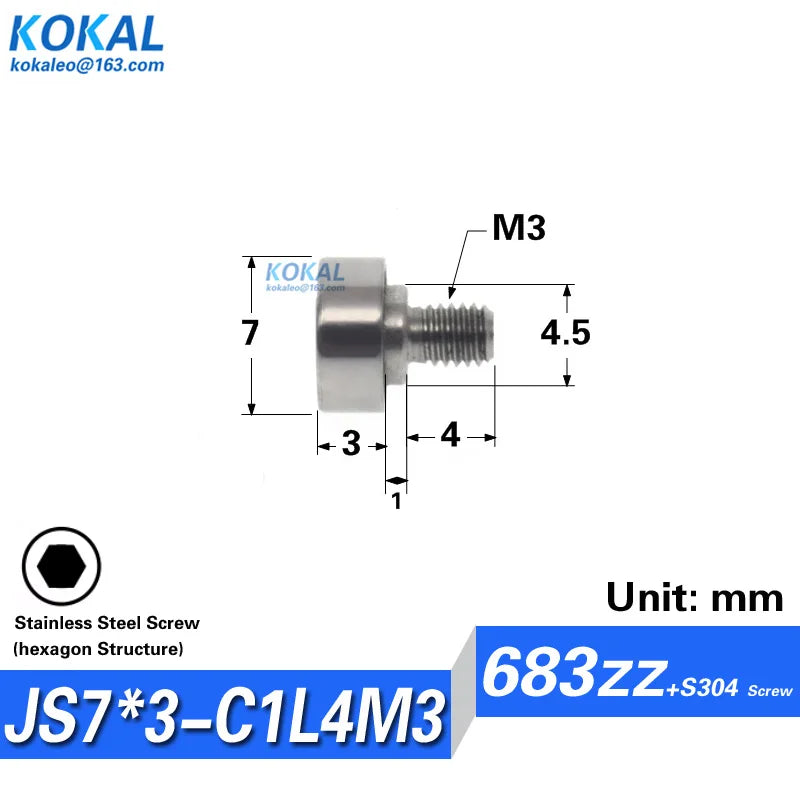 1pcs Screw Bearing M3/M4/M5/M6 SUS304 Stainless Shaft Ball NTBG BJL01 External Thread 608/626/6000 - Visuel 9 | SAMAG
