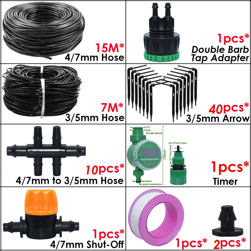 KESLA Garden Automatic Watering Irrigation Kit Elbow Emitter Drip System 4/7MM to 3/5MM Hose for Bonsai Potted Flower Greenhouse