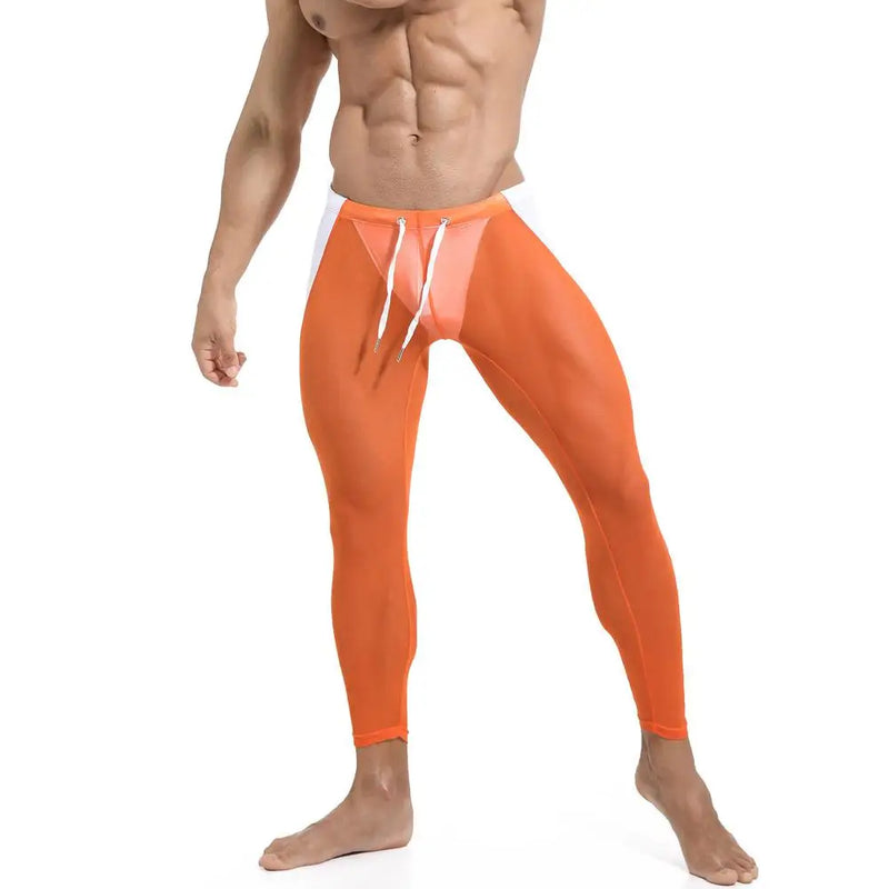 GANYANR Running Tights Men Compression Pants Sportswear Leggings Gym Fitness Basketball Yoga Track Long Dry Fit Funky Sexy Pouch