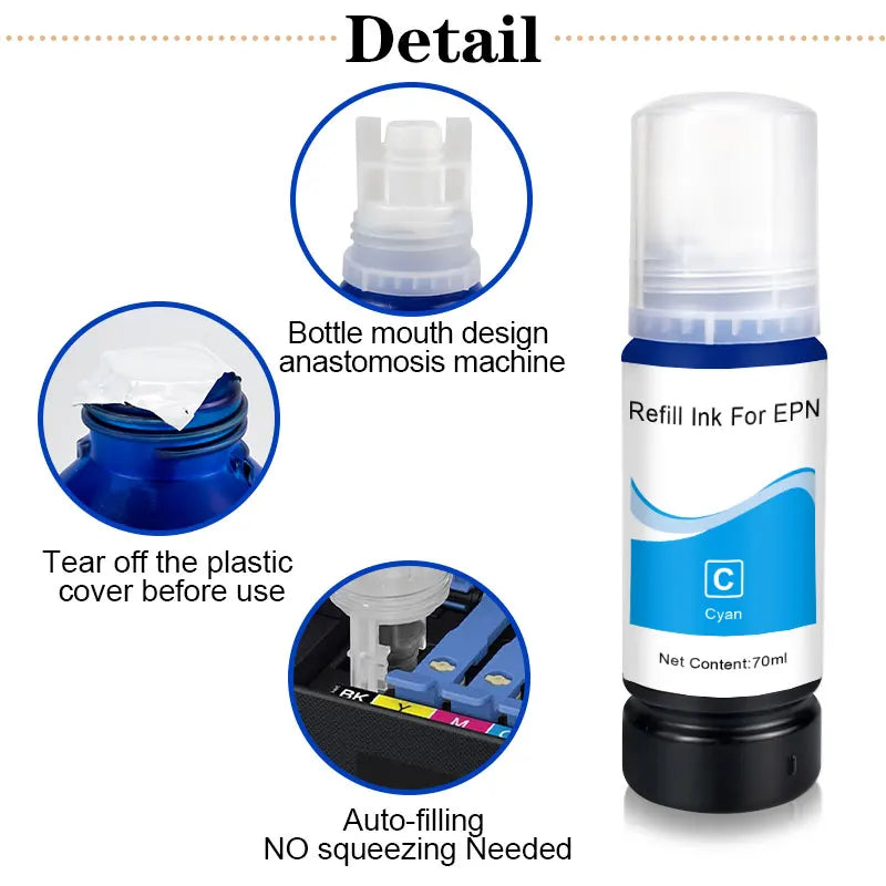 104 522 103 Refill Dye Ink For Epson EcoTank ET-2710 ET-2711 ET2712 ET2714  ET-2720 ET-2726 ET-4700 Inkjet For EcoTank Printer