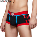 SEOBEAN Men's Low-Rise Boxer Briefs Cotton Underwear Soft Breathable Comfortable Shorts for Daily Casual Wear