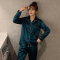Solid Color Sleepwear Silk Satin Pajamas Couple Set Long Button-Down Pyjamas Suit Pijama Women Men Loungewear Plus Size Pj Set