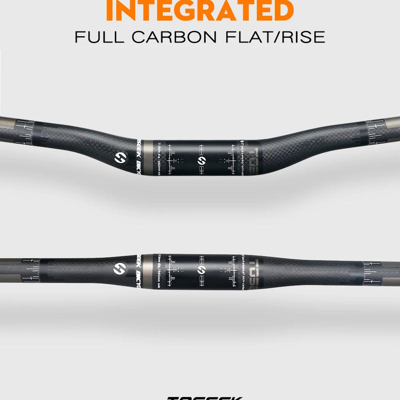 TOSEEK Carbon Fibre Handlebar MTB Bicycle Handle Bar Parts 31.8mm Rise/Flat Handlebars 580/600/620/640/660/700/720/740/760mm