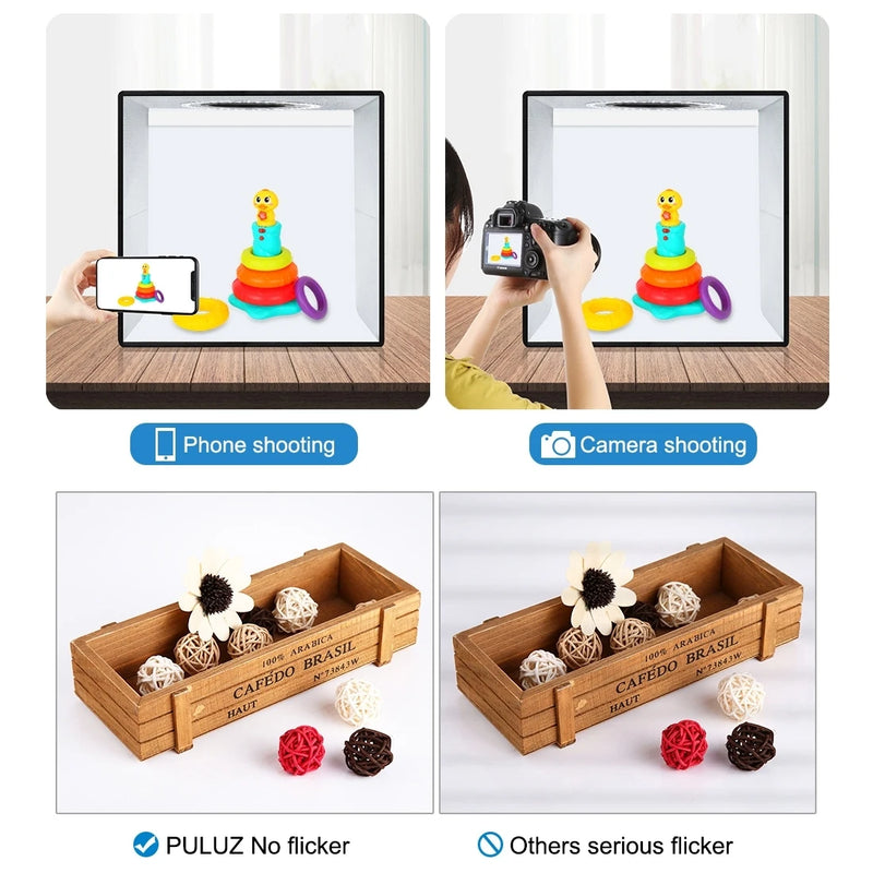 Softbox 3 Color Light Modes Lightbox Dimmable Led Ring Light Box Photo Lighting Studio Shooting Tent Box 6 Color Backdrops