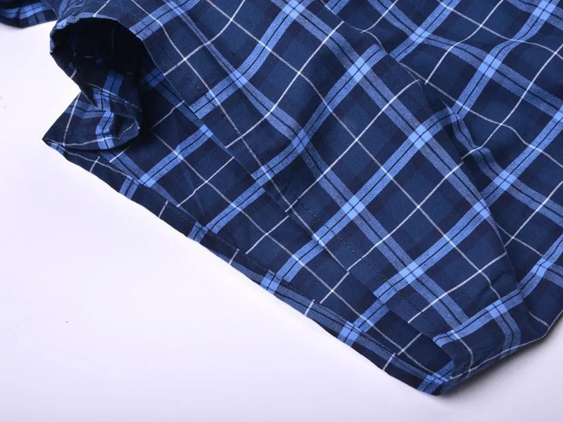 3Pcs/Lot Men Boxer Plaid Underpants 100% Cotton Underwear Male Sleep Bottoms Shorts Brand Top Quality Loose Homewear Oversize
