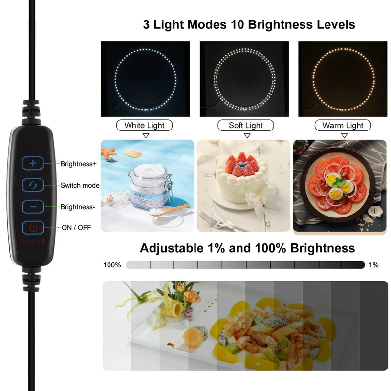 Softbox 3 Color Light Modes Lightbox Dimmable Led Ring Light Box Photo Lighting Studio Shooting Tent Box 6 Color Backdrops