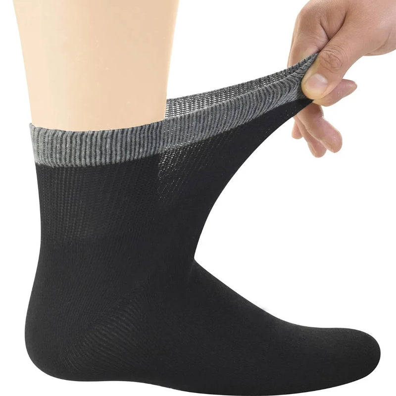 Men's Bamboo Diabetic Ankle Socks with Seamless Toe and Non-Binding Top,6 Pairs L Size(10-13)