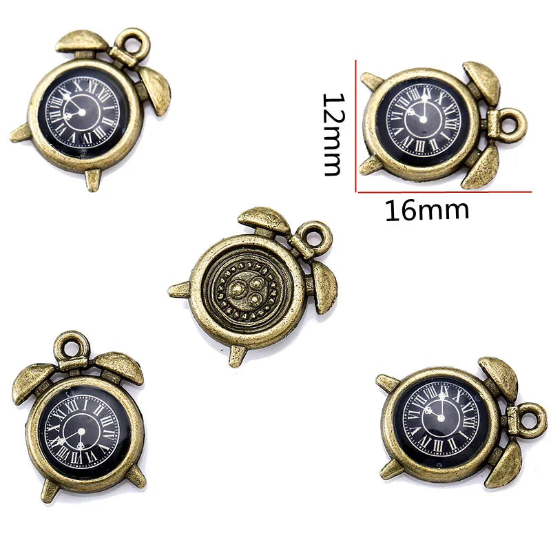 10 pcs Enamel charms antique bronze metal watch pendants fit diy necklace bracelet charms for Jewelry making W80