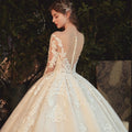 Beading Pearls Appliques Lace Illusion Princess Ball Gown - View 5 | SAMAG