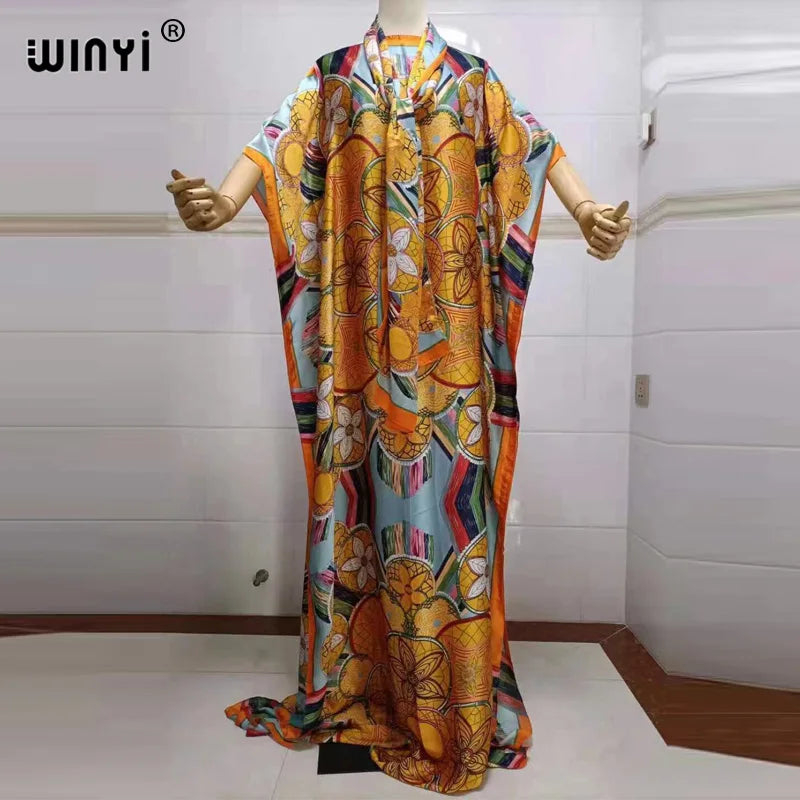 2022 beach cover ups for women Print Bohemia Hijab Loose Elegant Muslim Abaya dress new Broder Riche Sexy Lady Party maxi beach