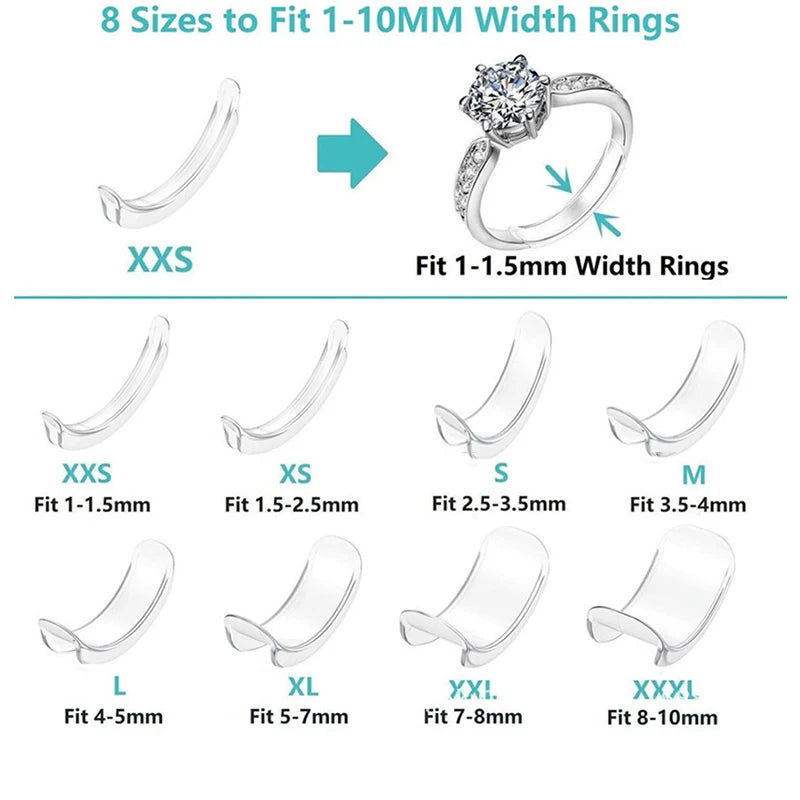 8Pcs/lot Silicone Invisible Clear Ring Size Adjuster Resizer Loose Reducer Sizer Fit Any Jewelry Tools - Visuel 7 | SAMAG