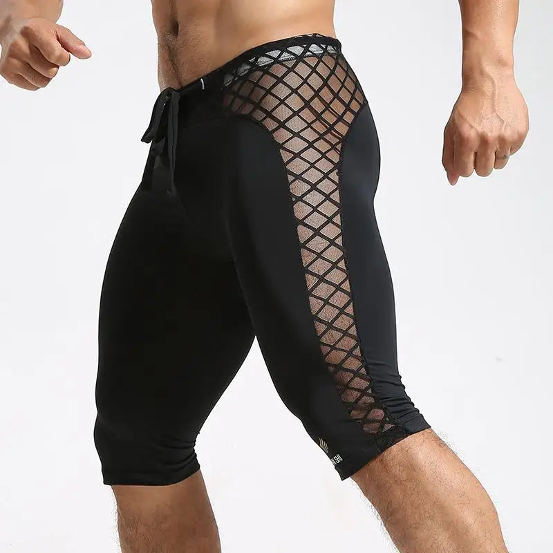 GANYANR Running Tights Men Compression Gym Leggings Fitness Basketball Sexy Sport Jogging Training Athletic Yoga Shorts Workout