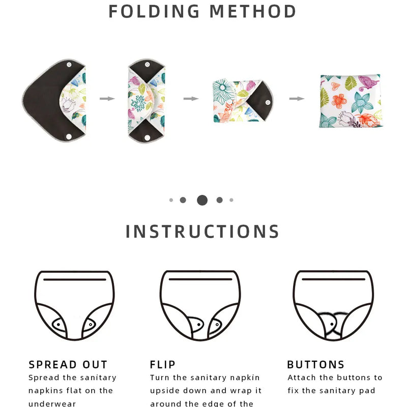 Reusable Menstrual Pads for Monthly Gaskets Women's Panties Washable Sanitary Napkin Female Hygiene Daily Towels Personal Health