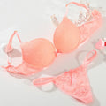 Cotton Deep V Lace Surface Push Up Sexy Bra Panty Sets Matching Bow G-string Comfortable Underwear Women Lingerie Set Intimates
