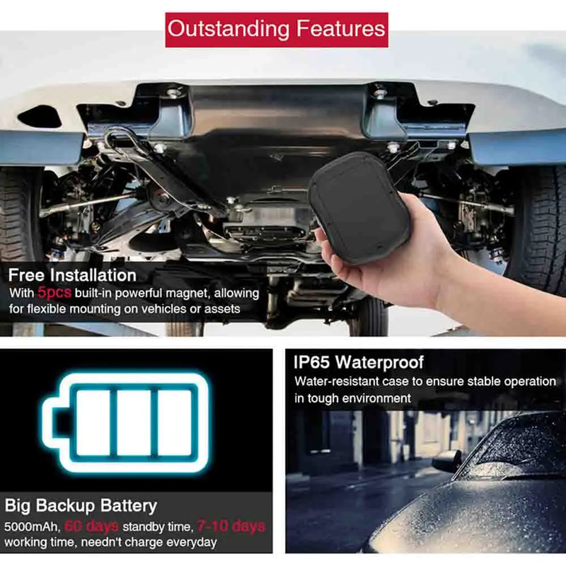 4G TKSTAR TK905 Car GPS Tracker 5000mAh 90 Days Standby GPS AGPS Dual Positioning Real Time Monitor Free Web APP Car Accessories