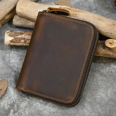 Men Crazy horse Genuine Leather Coin Wallet Real Snap | SAMAG