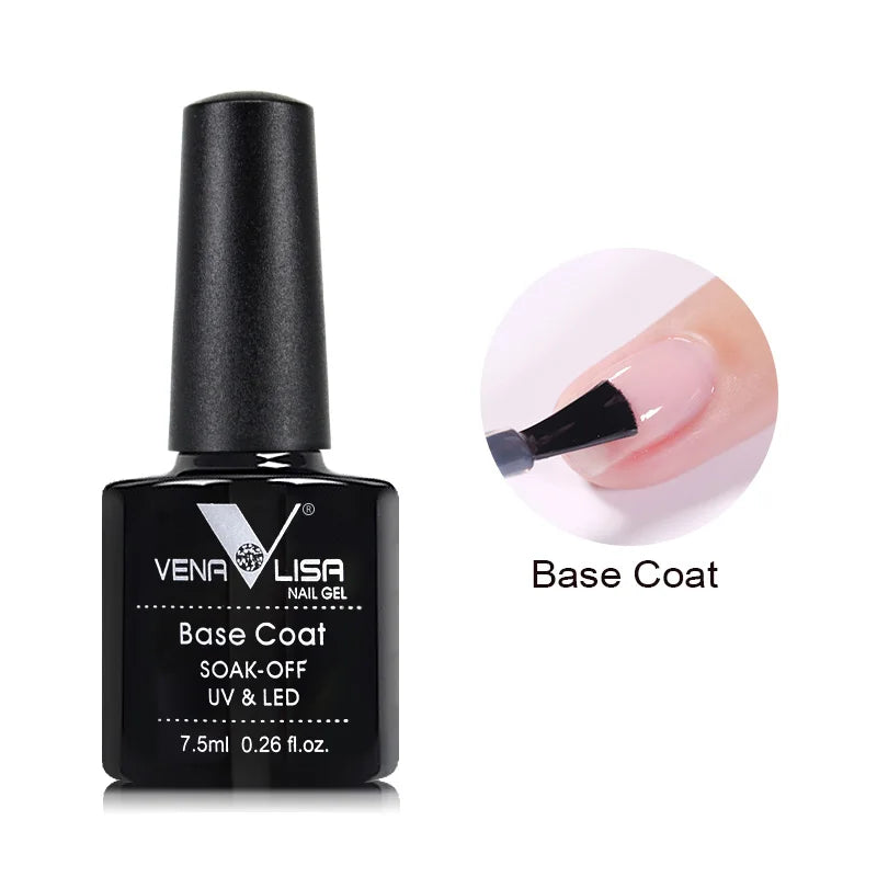 VENALISA Non Cleansing Topcoat Nail Art 7.5ml Soak off Base Coat Foundation No Wipe Top Coat Nail Gel Funny Bunny Gel Varnish