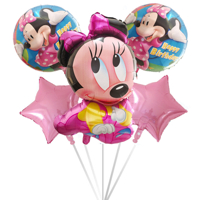 5pcs Mickey Minnie Head Birthday Party Decoration Balloon Helium Foil Balloons Baby 1st Baby Shower Air Globos Kids Toys Ball
