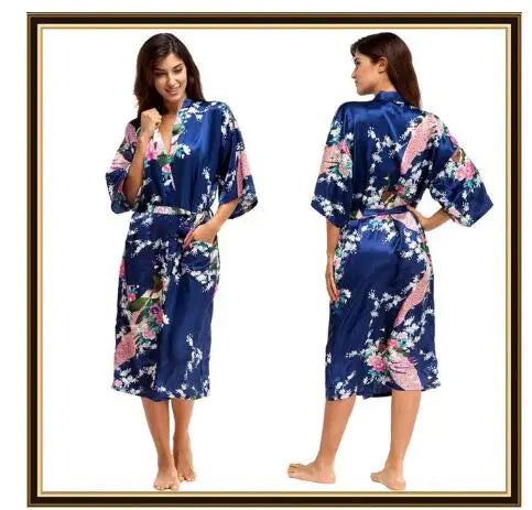 Half Sleeve Loose Style Woman Japanese Kimono Satin Silk | SAMAG