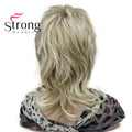Lady Women Blonde With Dark Root Medium Length Cascaded Layers Synthetic Hair Full Wig for women