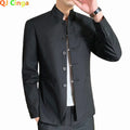 2026 New Men's Black Blazers Coat, Masculino Single Breasted Stand Up Collar Men Long-Sleeved Terno Jacket, Blue Red Overcoat
