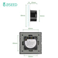 BSEED Single Smart Wifi Dimmer Switches 1Gang 1WayWifi Control Dimmable Led Light Glass Panel Support Tuya Google Smart Life