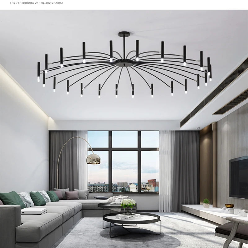 Black Chandelier Living room Foyer Hotel Large Chandelier Indoor Nordic Post Modern Loft Industiral Vintage Chandelier Lighting