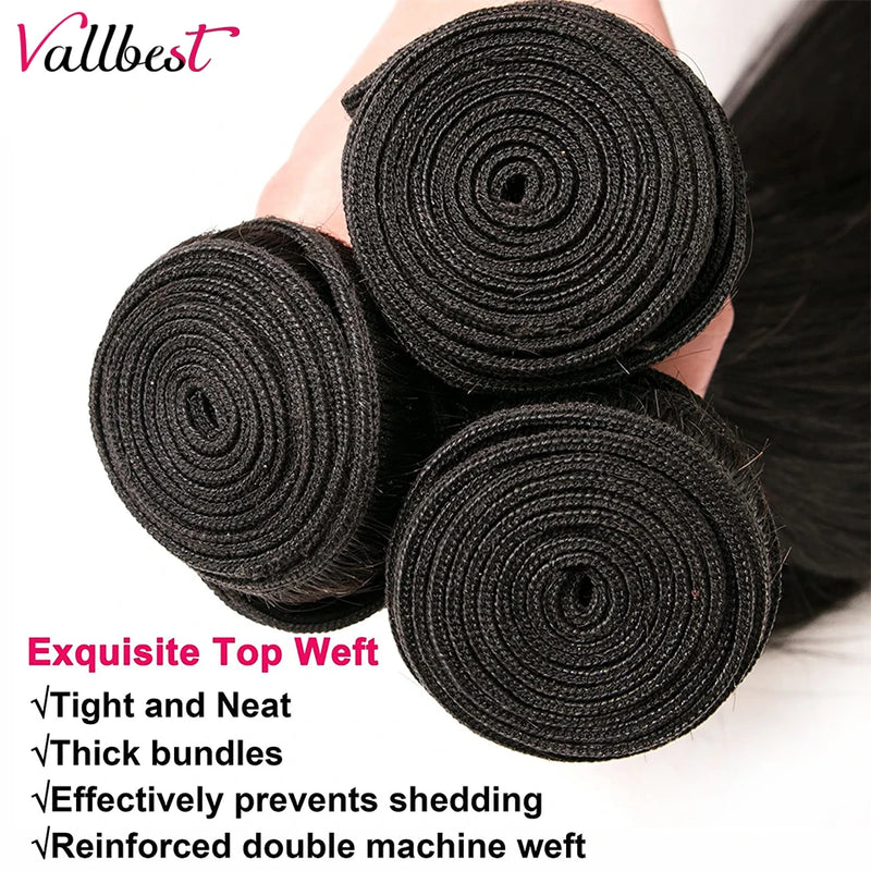 Vallbest Loose Wave Bundles With Closure Human Hair 3 Bundles With Lace Closure Brazilian Hair Weave Bundles Remy Hair Extension