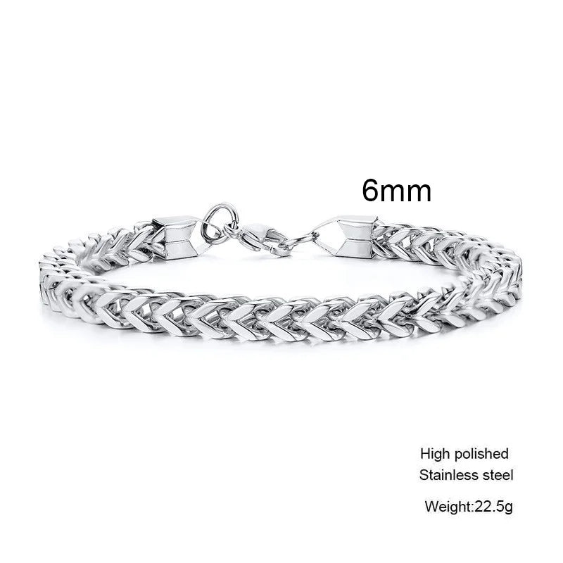 Stylish Stainless Steel Bali Foxtail Chain Bracelet for Men,Double Franco Link Chain Bracelets,Male Jewelry Gift for Dad Son