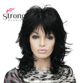 Lady Women Blonde With Dark Root Medium Length Cascaded Layers Synthetic Hair Full Wig for women
