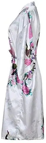 Silk Satin Wedding Bride Bridesmaid Robe Floral Bathrobe | SAMAG