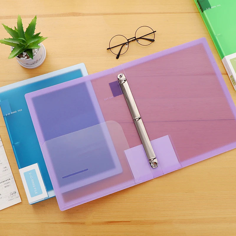Fashion Colors Ring Binder A4 File Folder Folder 2-Rings Office Document Organizer File Storage A4 Binder Folder With Rings