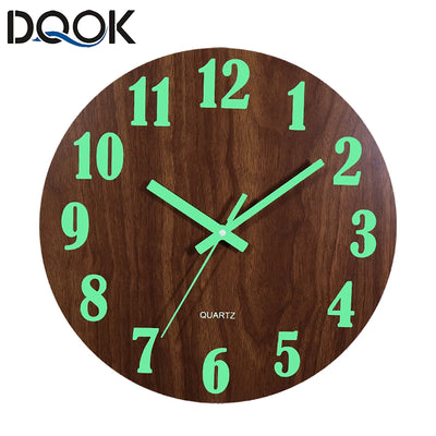 12 Inch Luminous Wall Clock Wood Silent light in dark | SAMAG