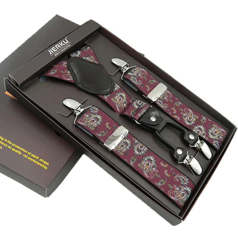 Man Suspenders Fashion Braces Adjustable 4 Clips Leather Belt Strap Tirante Trousers Suspensorio Father - Visuel 3 | SAMAG