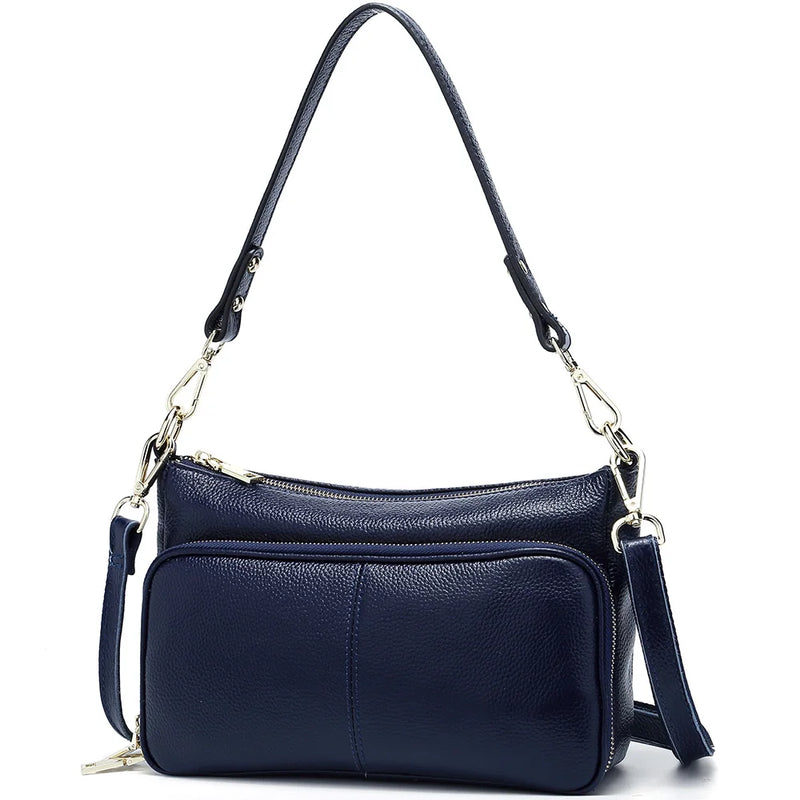 Zency Women's Handbag 100% Genuine Leather Ladies Shoulder Crossbody Messenger Bag Fashion Hobos Black High Quality