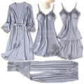 Pajama Set Women Lace Trim Satin Sleepwear Pyjamas | SAMAG