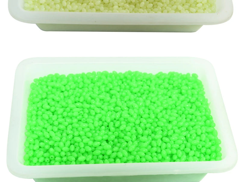INFOF 100-500pcs/lot Soft Egg Beads Fishing Stop Luminous Oval Rubber Stopper Night Fly Fishing Accessories pesca