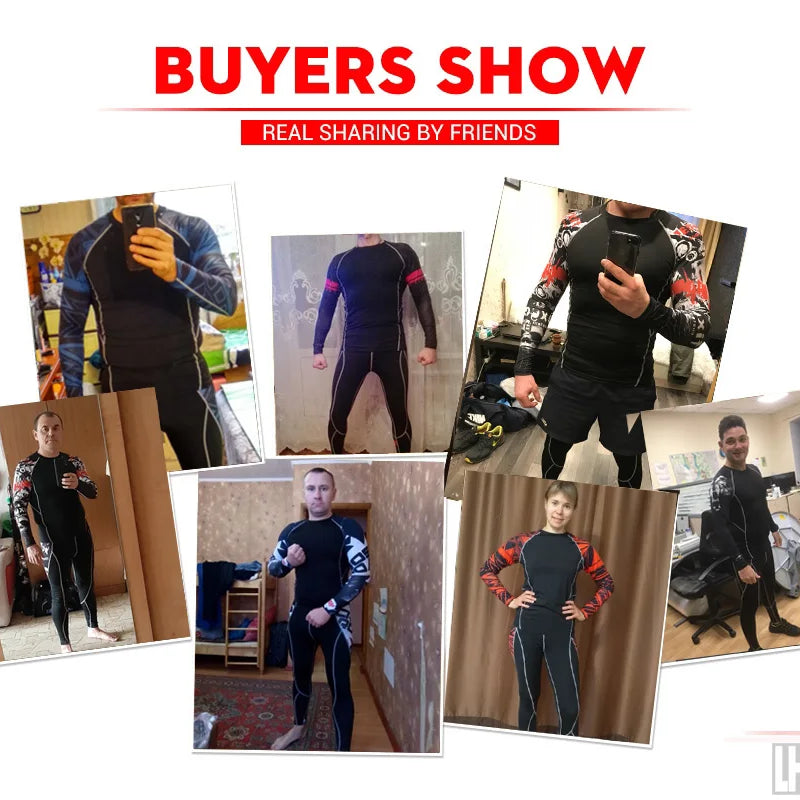 Men's Sports Suit MMA rashgard male Quick drying Sportswear Compression Clothing Fitness Training kit Thermal Underwear leggings