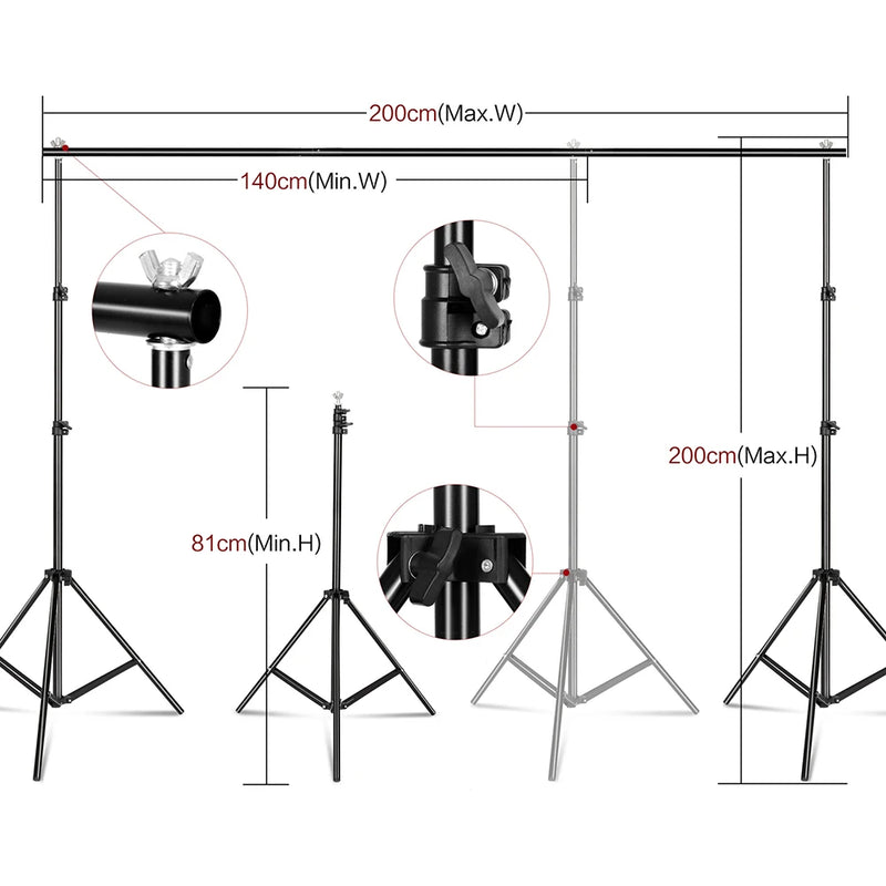 Photography Lighting Kit With 2x2M Photo Background Muslin Backdrops Softbox Light Stand Portable Bag Soft BoxFor Photo Studio