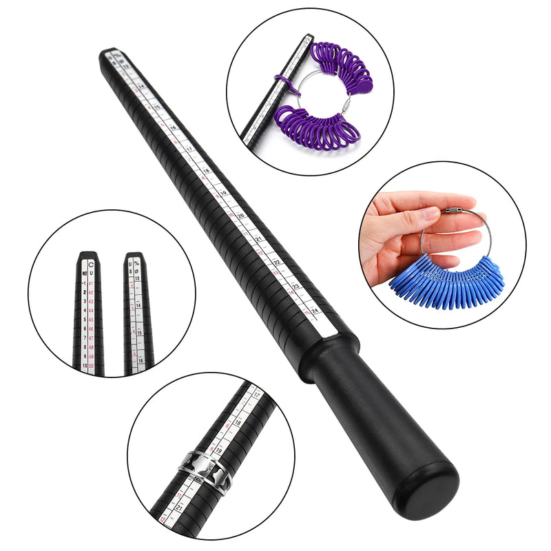 Professional Measuring Gauge Finger Ring Stick Sizer UK/US Official British/American For DIY Fashion Jewelry Measuring Tools Set