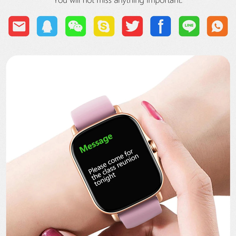Smart watch with full touch screen, call, message reminder, music control and other functions, compatible with iPhone/android mo