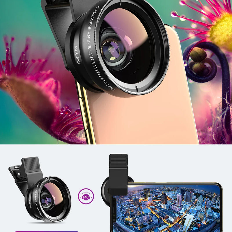 APEXEL Phone Lens kit 0.45x Super Wide Angle & 12.5x Macro Micro Lens HD Camera Lentes for iPhone 6S 7 Xiaomi more cellphones
