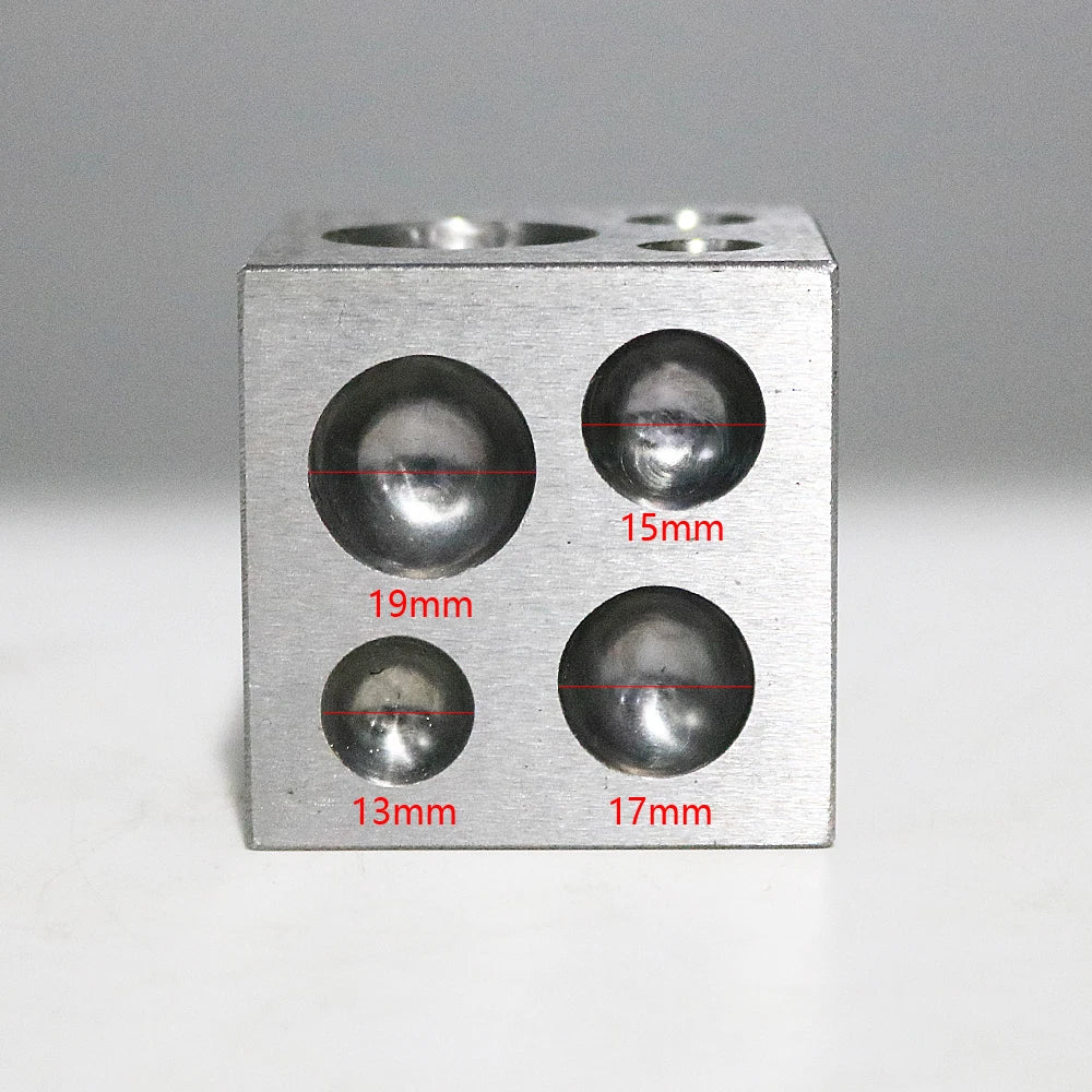 PHYHOO Dapping Block Square with Polished High Carbon Steel Cavities Bell Making Punching Tools Jewelry Making Tools