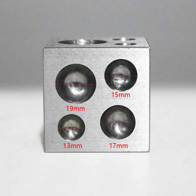 PHYHOO Dapping Block Square with Polished High Carbon Steel Cavities Bell Making Punching Tools Jewelry Making Tools