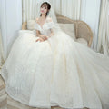 Wedding Dress Shiny Classic Boat Neck Bridal Party Gown - View 4 | SAMAG
