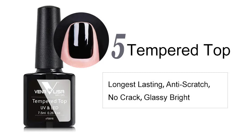VENALISA Non Cleansing Topcoat Nail Art 7.5ml Soak off Base Coat Foundation No Wipe Top Coat Nail Gel Funny Bunny Gel Varnish