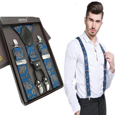 Man Suspenders Fashion Braces Adjustable 4 Clips Leather Belt Strap Tirante Trousers Suspensorio Father Gifts Ligas | SAMAG