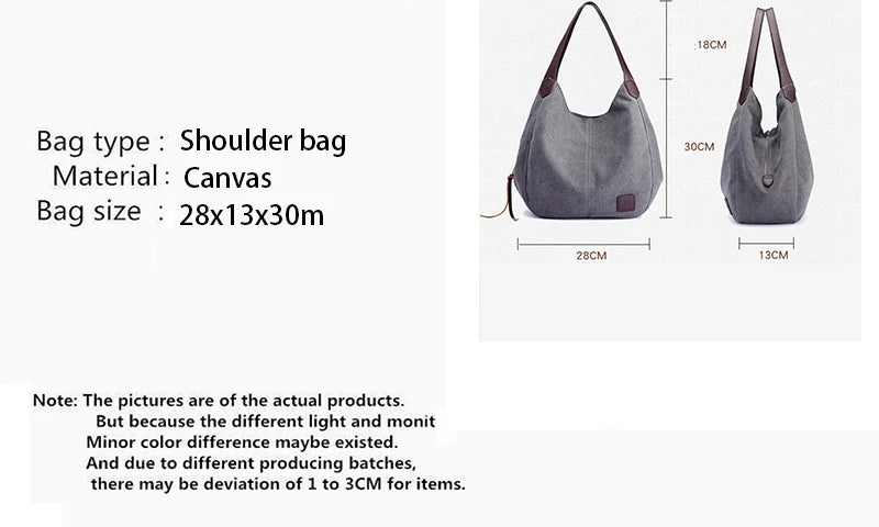 Simple Style Canvas Shoulder Bags For Women Large Capacity Handbag Fashion Shopper Totes Bag High Qualty Purse bolsa feminina